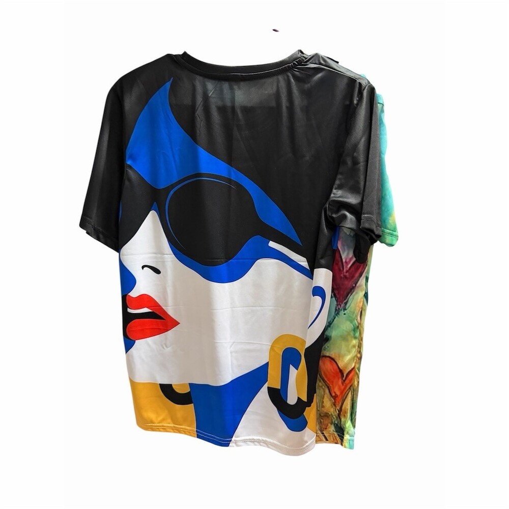 T-Shirt Womens Size M Multicolor Abstract Face Graphic Tee - Picture 6 of 6